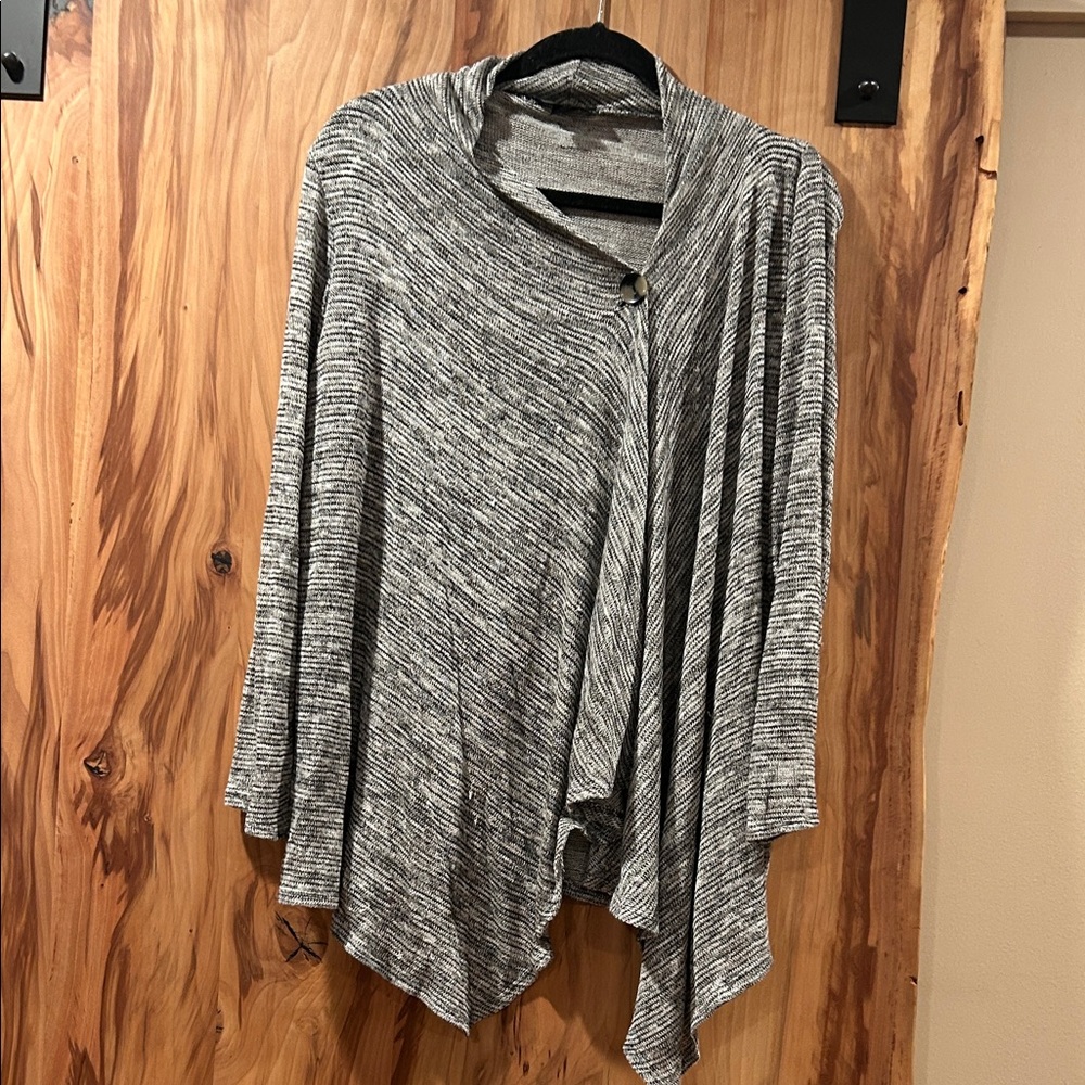 AB Studio Gray Marled Open Front Cardigan Sweater